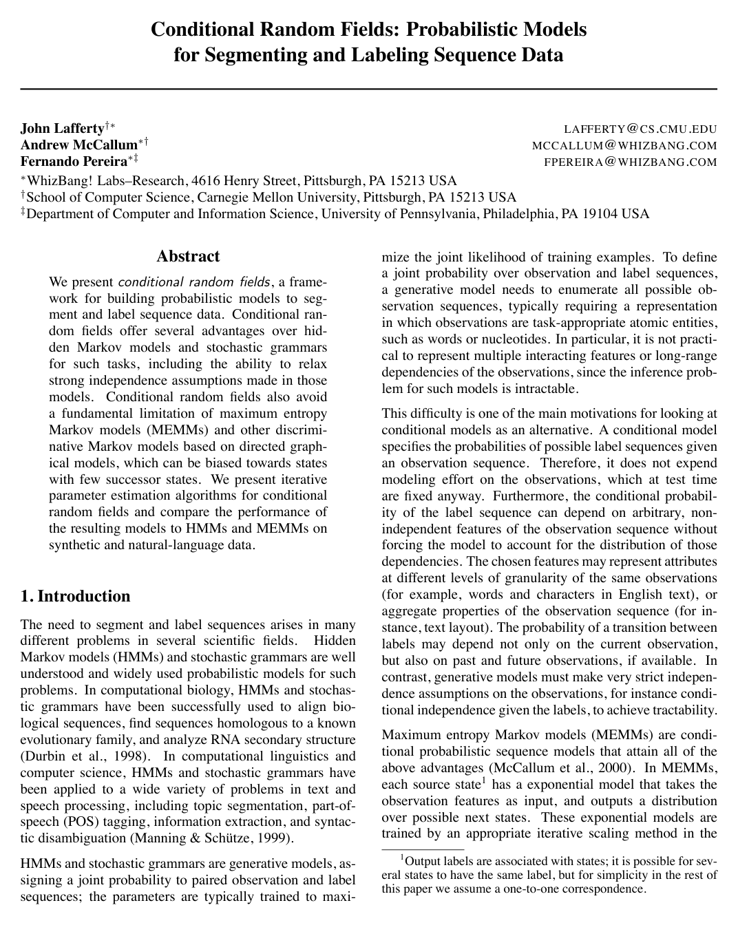 Conditional Random Fields: Probabilistic Models for Segmenting and Labeling Sequence Data