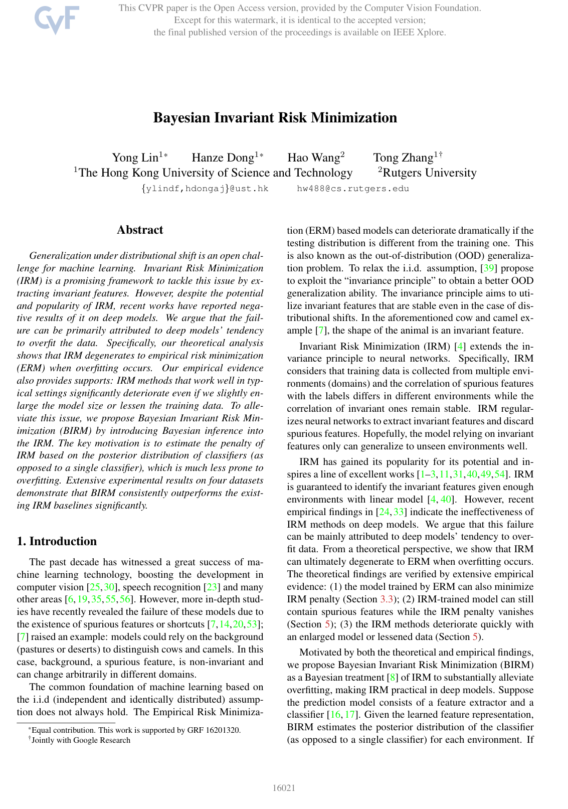 Bayesian Invariant Risk Minimization
