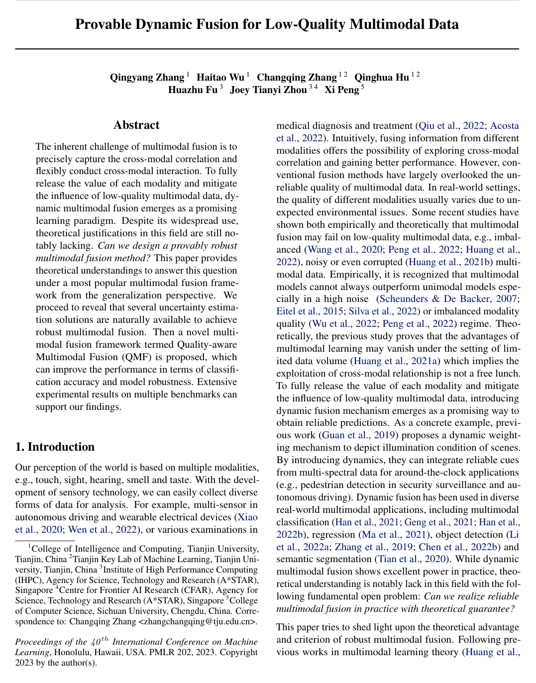 Provable Dynamic Fusion for Low-Quality Multimodal Data