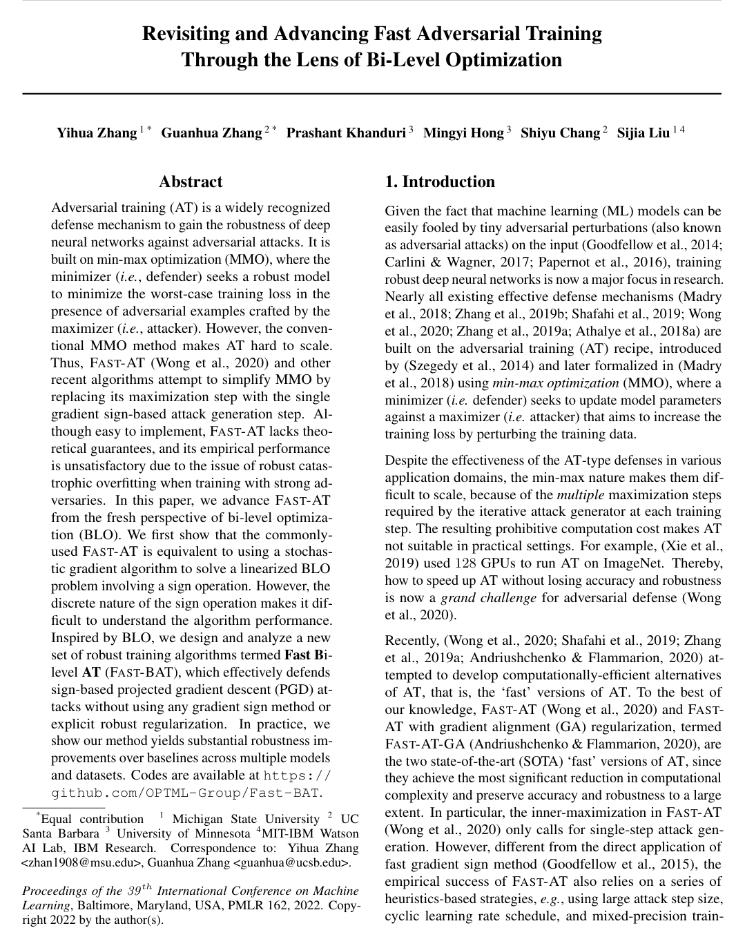 Revisiting and Advancing Fast Adversarial Training Through The Lens of Bi-Level Optimization