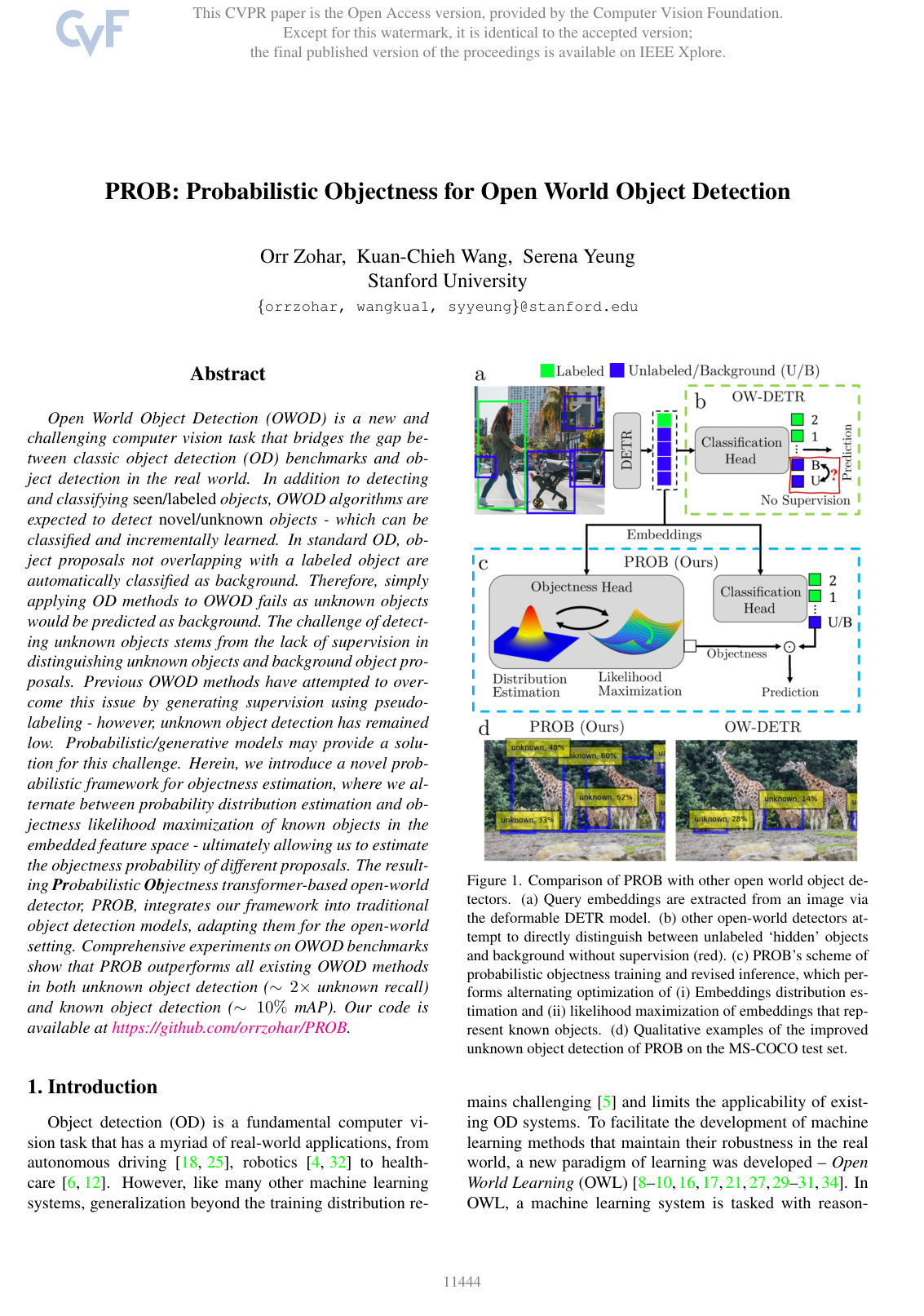 PROB: Probabilistic Objectness for Open World Object Detection