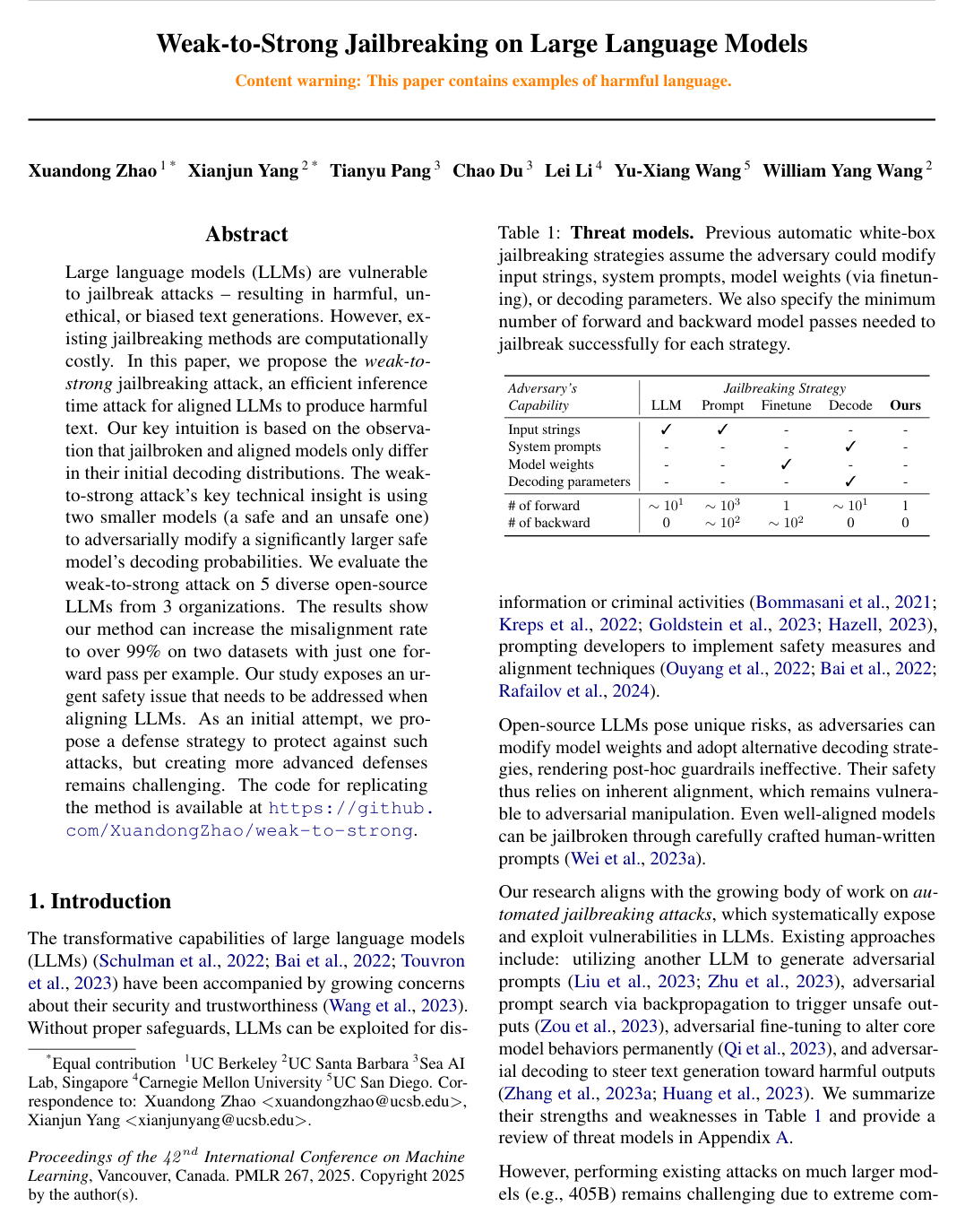 Cover for Weak-to-Strong Jailbreaking on Large Language Models