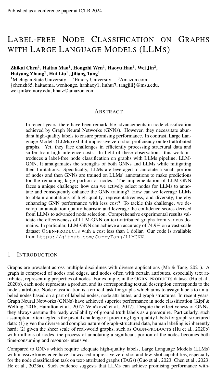Cover for Label-free Node Classification on Graphs with Large Language Models (LLMs)