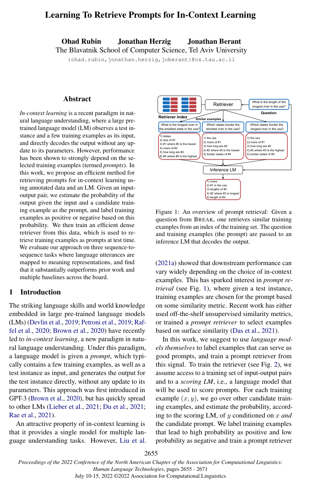 Learning To Retrieve Prompts for In-Context Learning