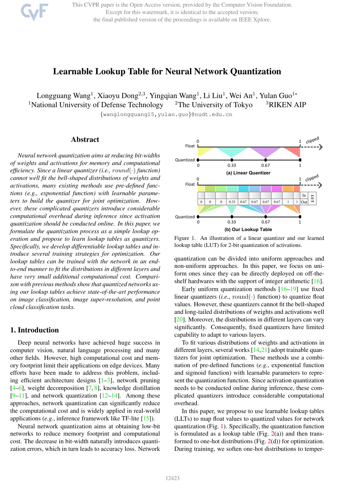 Cover for Learnable Lookup Table for Neural Network Quantization