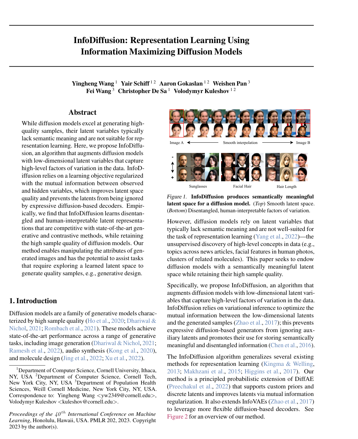 InfoDiffusion: Representation Learning Using Information Maximizing Diffusion Models