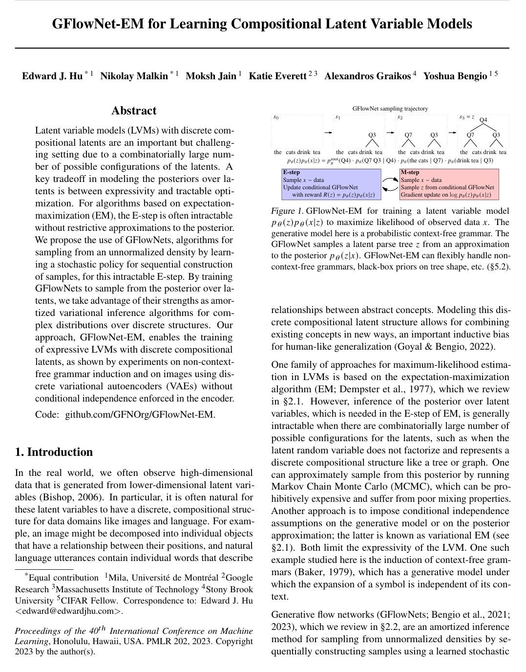 GFlowNet-EM for Learning Compositional Latent Variable Models