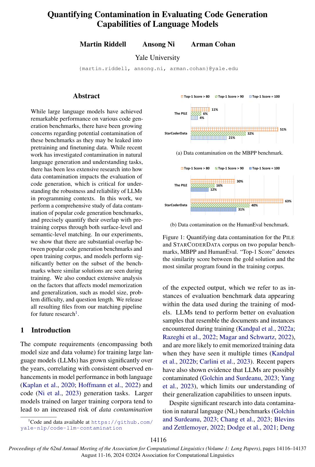 Quantifying Contamination in Evaluating Code Generation Capabilities of Language Models