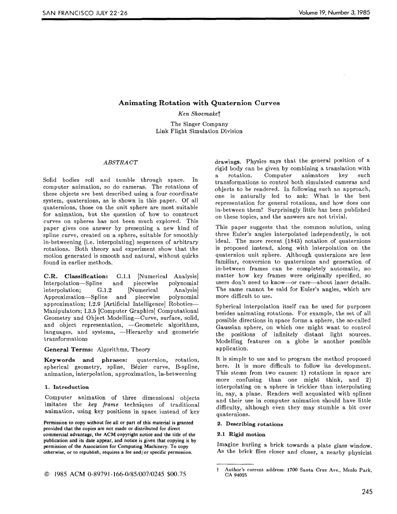 Cover for Animating rotation with quaternion curves