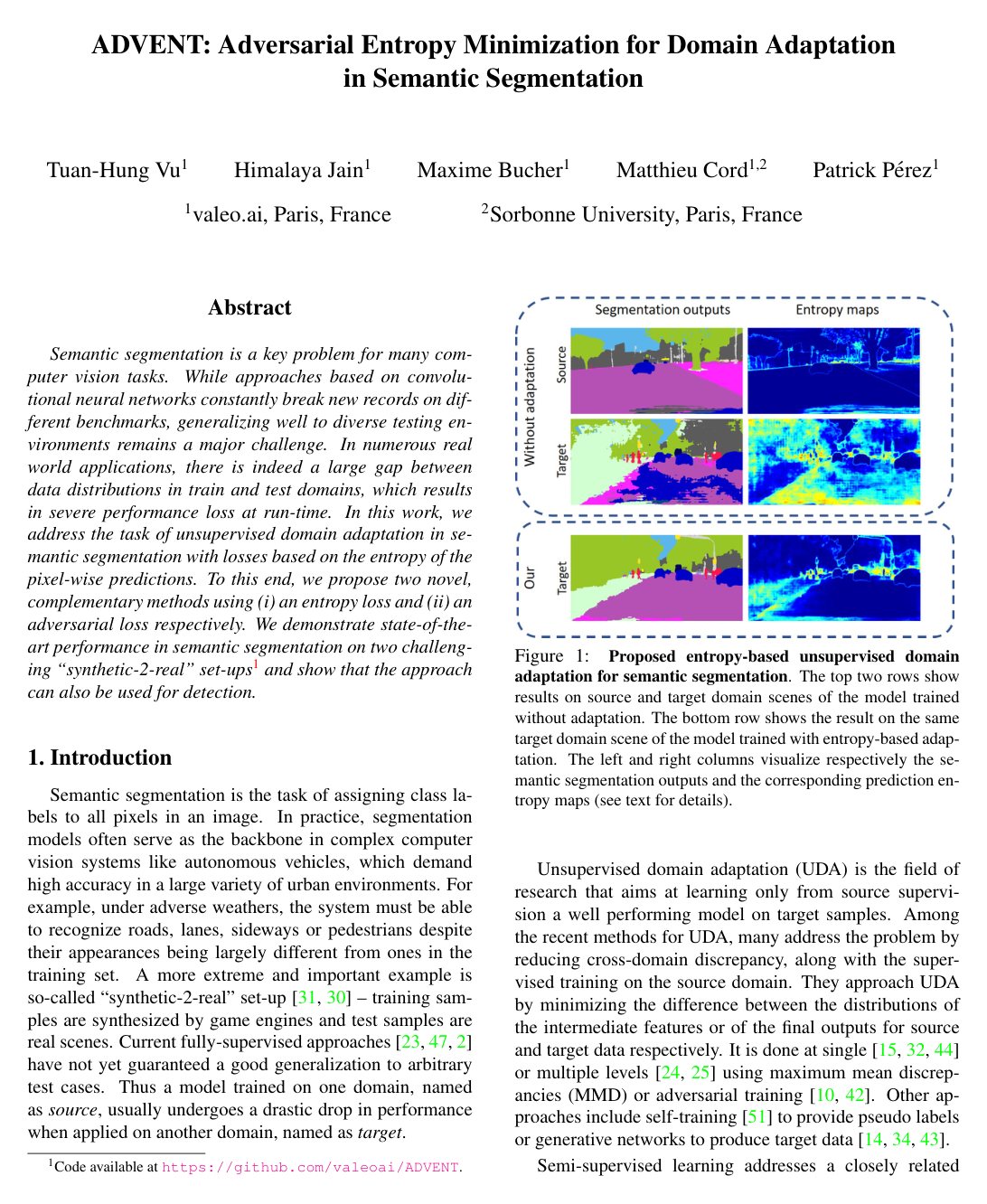 Cover for ADVENT: Adversarial Entropy Minimization for Domain Adaptation in Semantic Segmentation