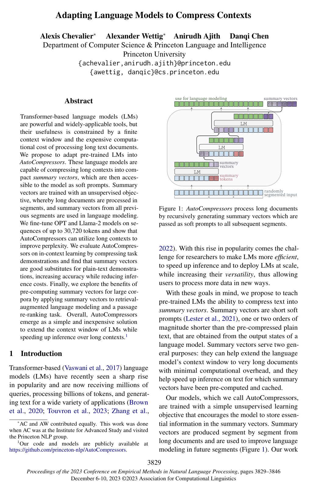 Cover for Adapting Language Models to Compress Contexts