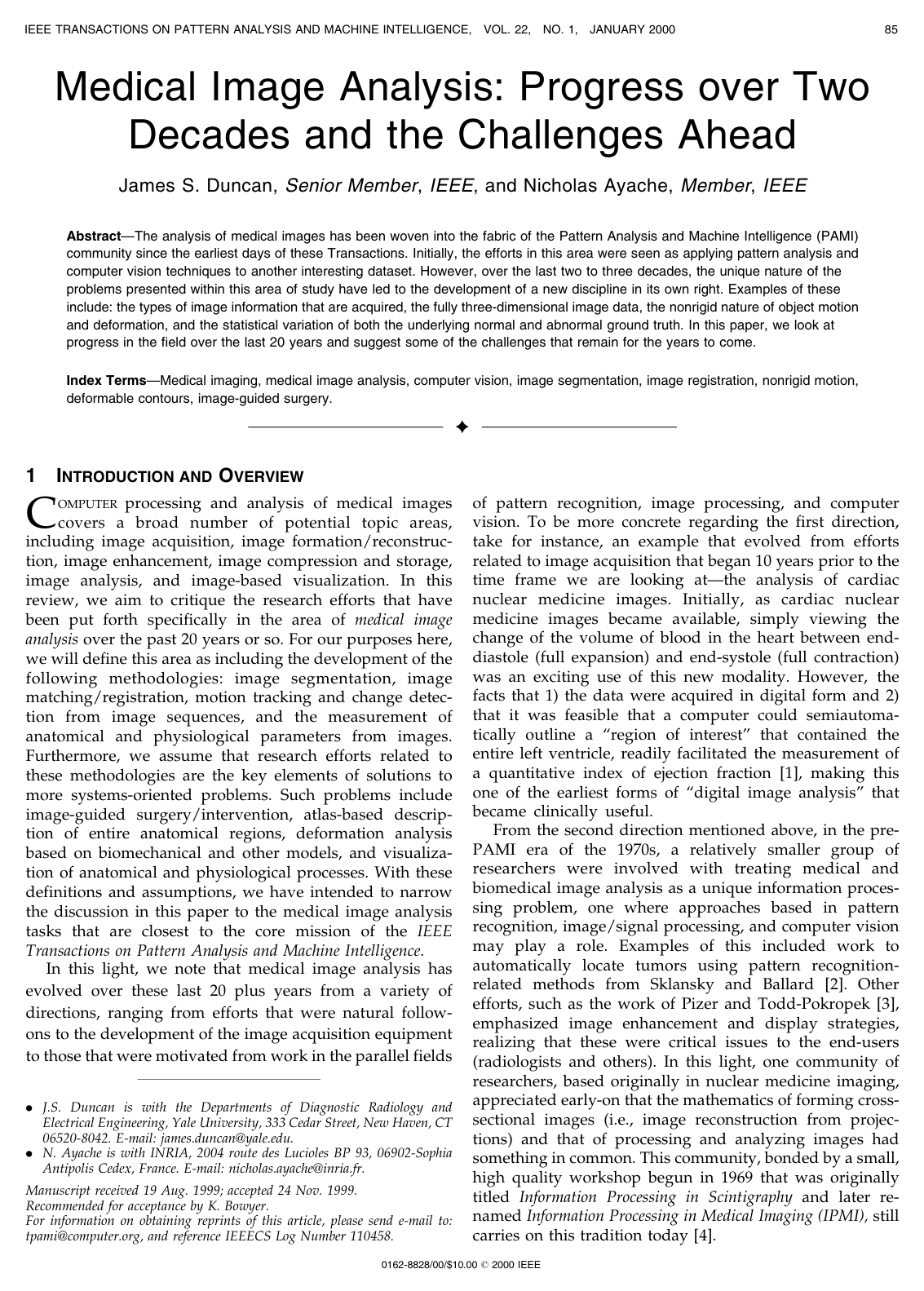 Medical Image Analysis: Progress over Two Decades and the Challenges Ahead