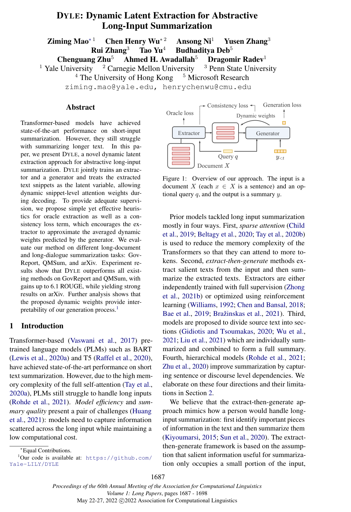 DYLE: Dynamic Latent Extraction for Abstractive Long-Input Summarization