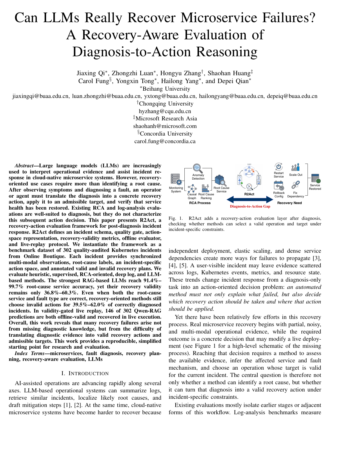 Cover for Can LLMs Really Recover Microservice Failures? A Recovery-Aware Evaluation of Diagnosis-to-Action Reasoning