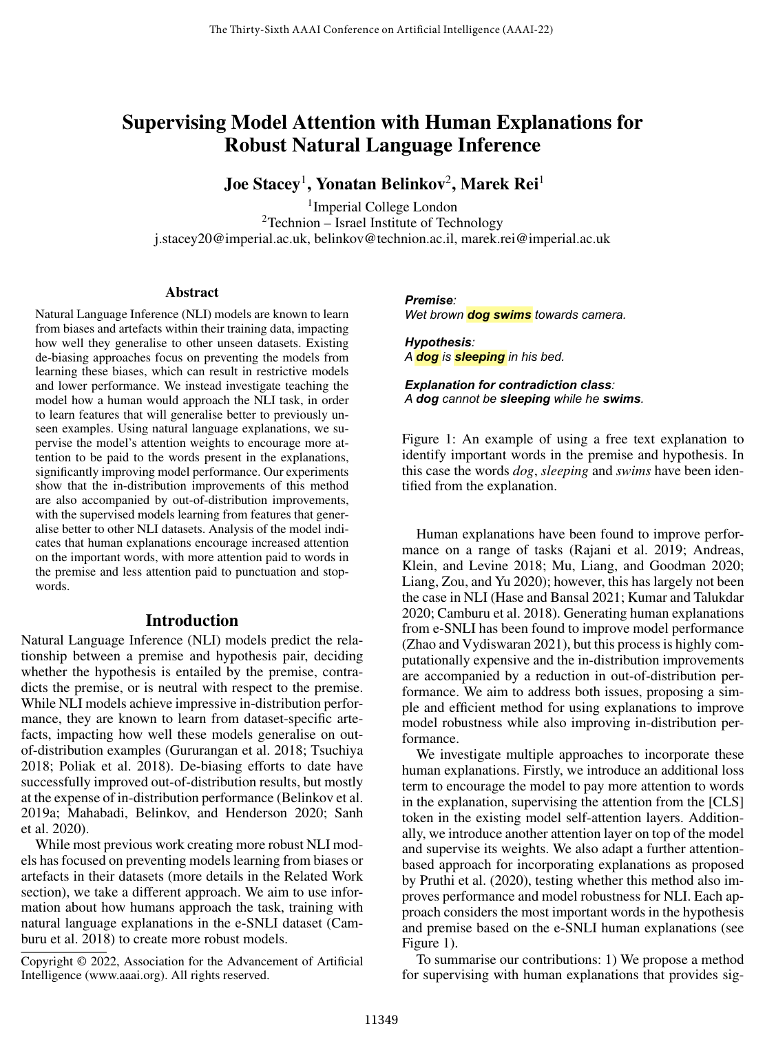 Cover for Supervising Model Attention with Human Explanations for Robust Natural Language Inference