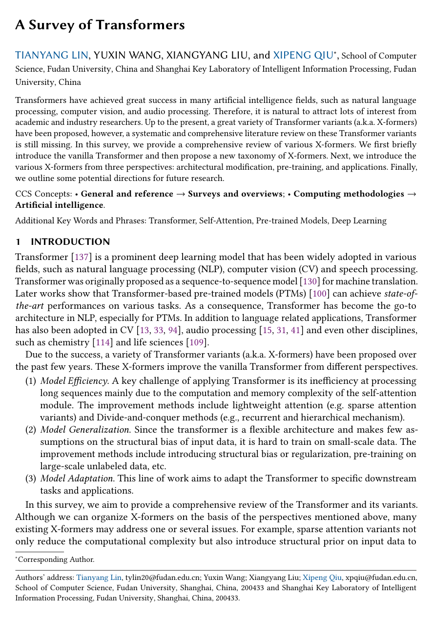 A Survey of Transformers
