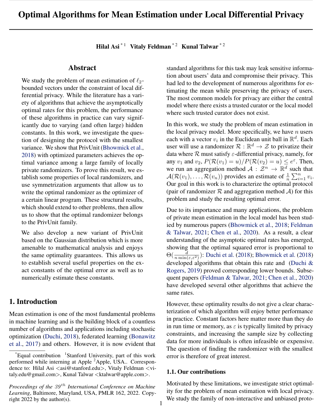 Cover for Optimal Algorithms for Mean Estimation under Local Differential Privacy