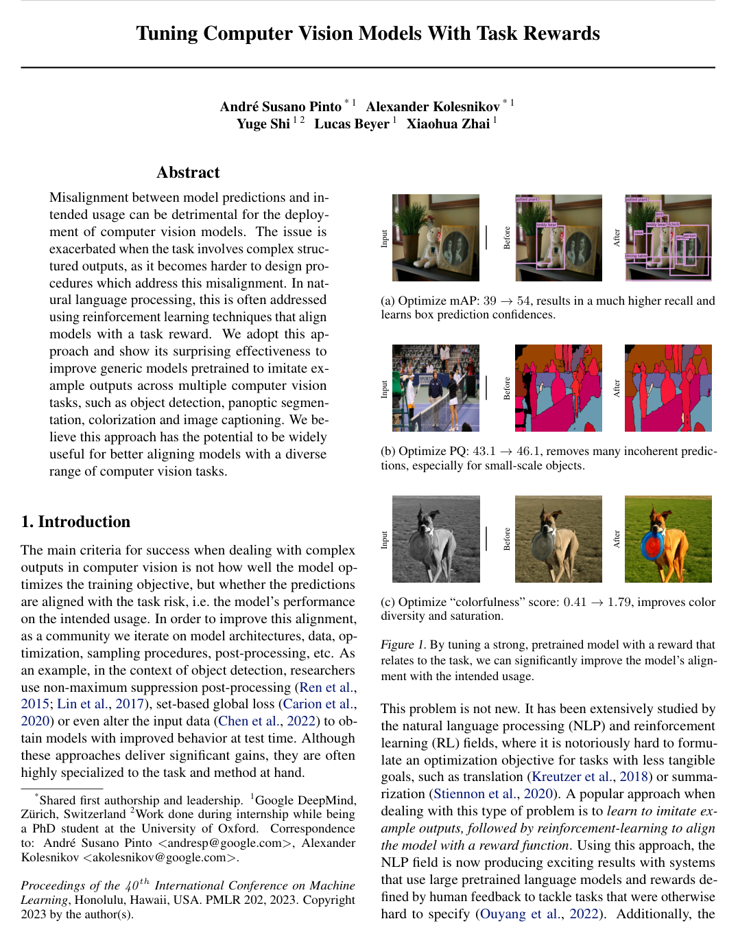 Tuning Computer Vision Models With Task Rewards
