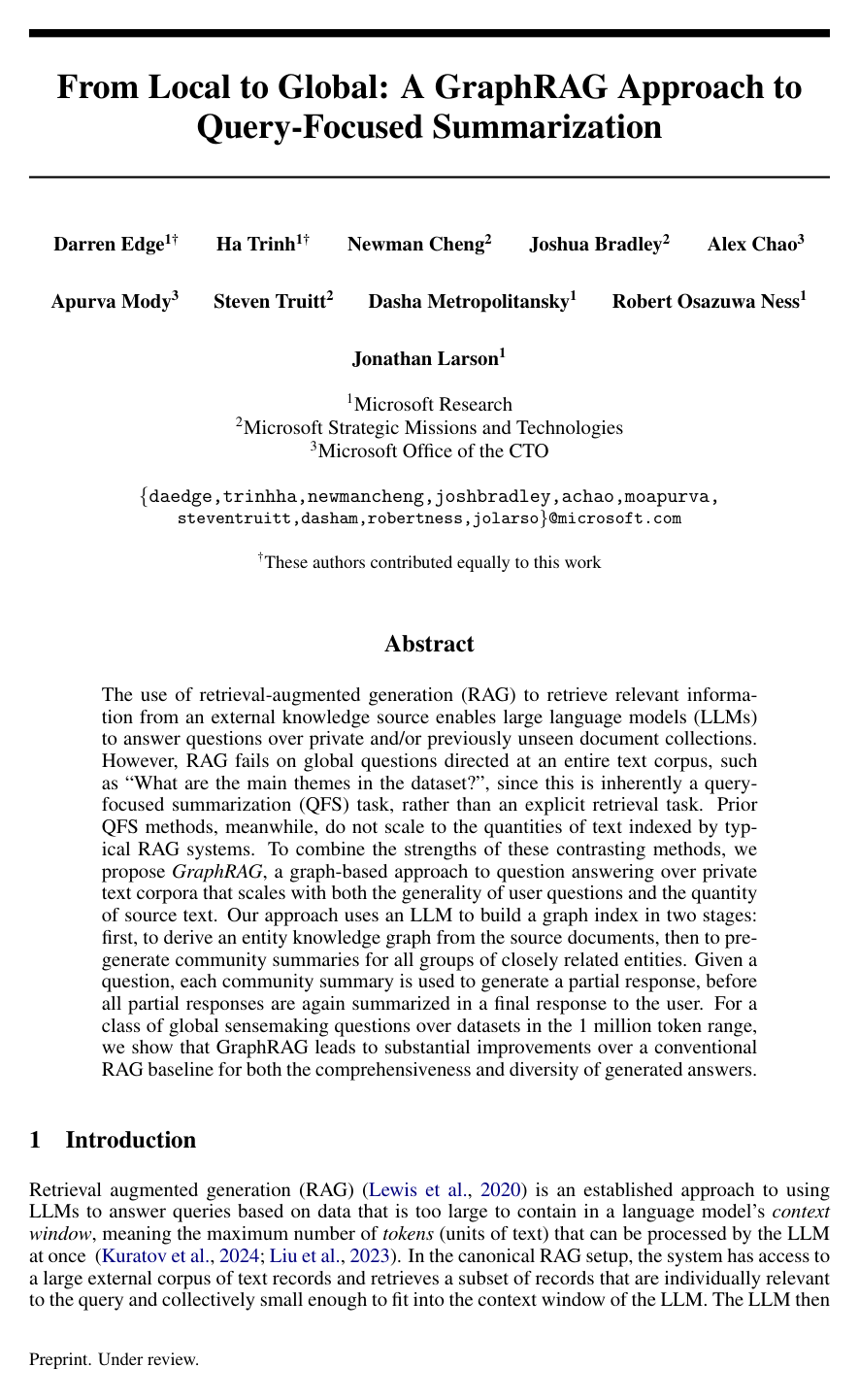 Cover for From Local to Global: A Graph RAG Approach to Query-Focused Summarization