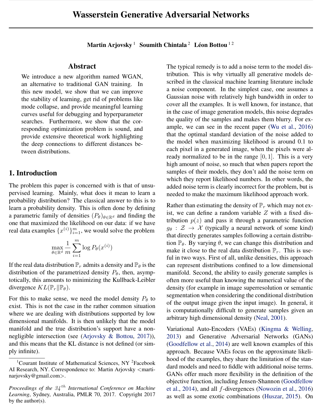 Wasserstein Generative Adversarial Networks
