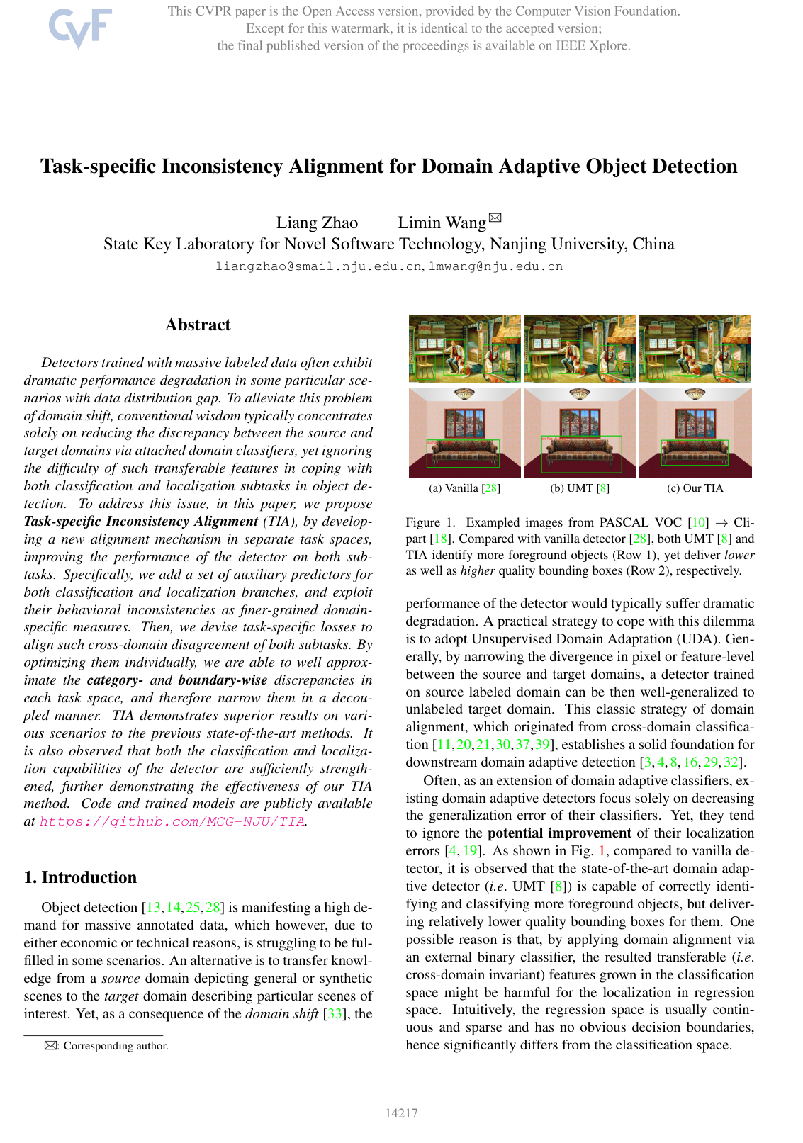 Cover for Task-specific Inconsistency Alignment for Domain Adaptive Object Detection
