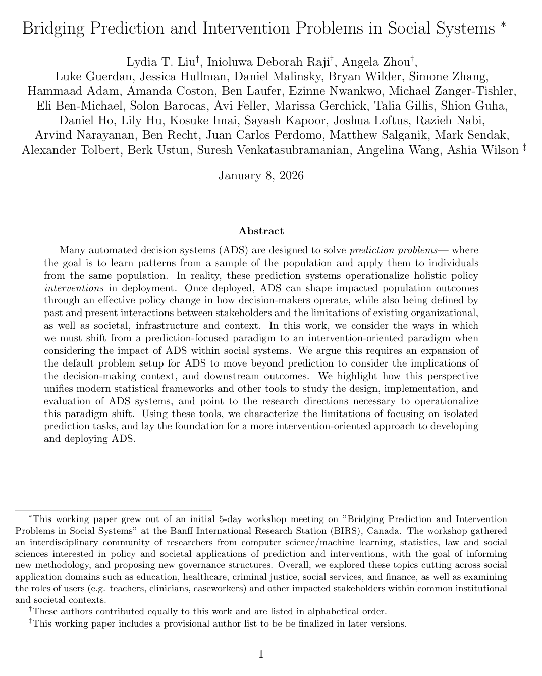 Cover for Bridging Prediction and Intervention Problems in Social Systems