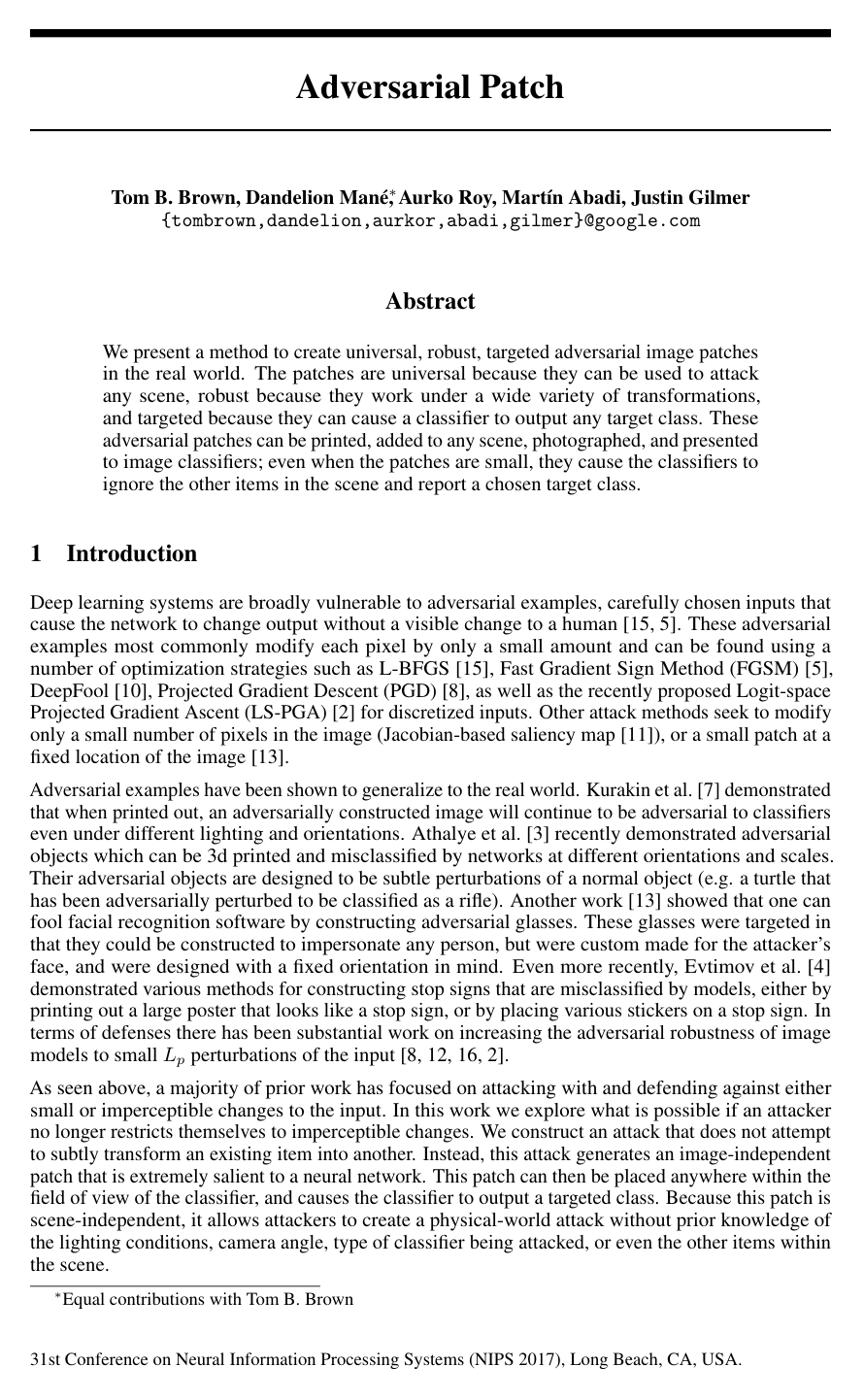 Cover for Adversarial Patch