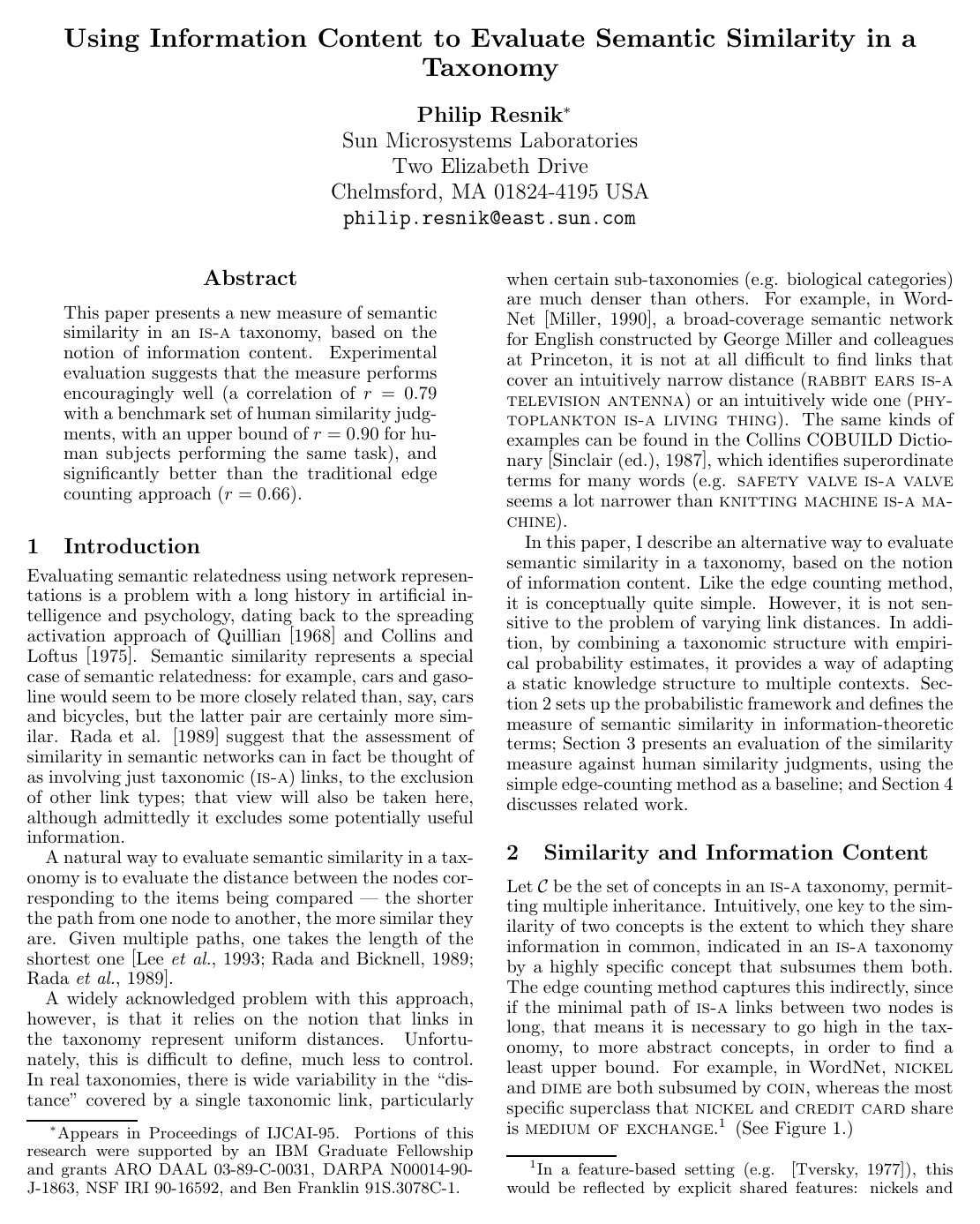 Using Information Content to Evaluate Semantic Similarity in a Taxonomy
