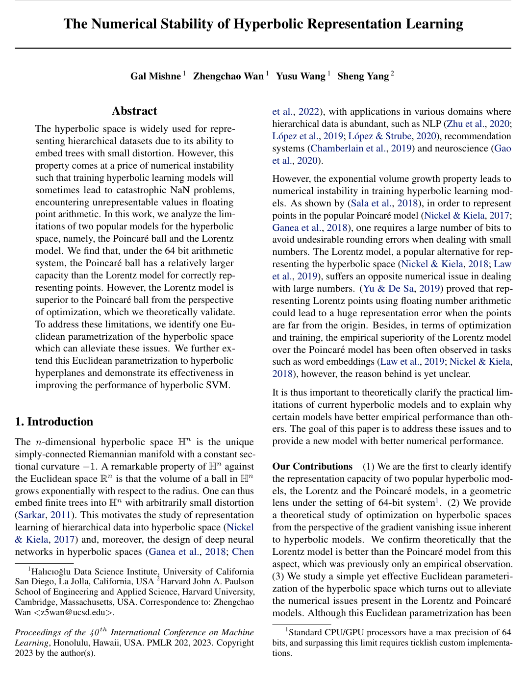 Cover for The Numerical Stability of Hyperbolic Representation Learning