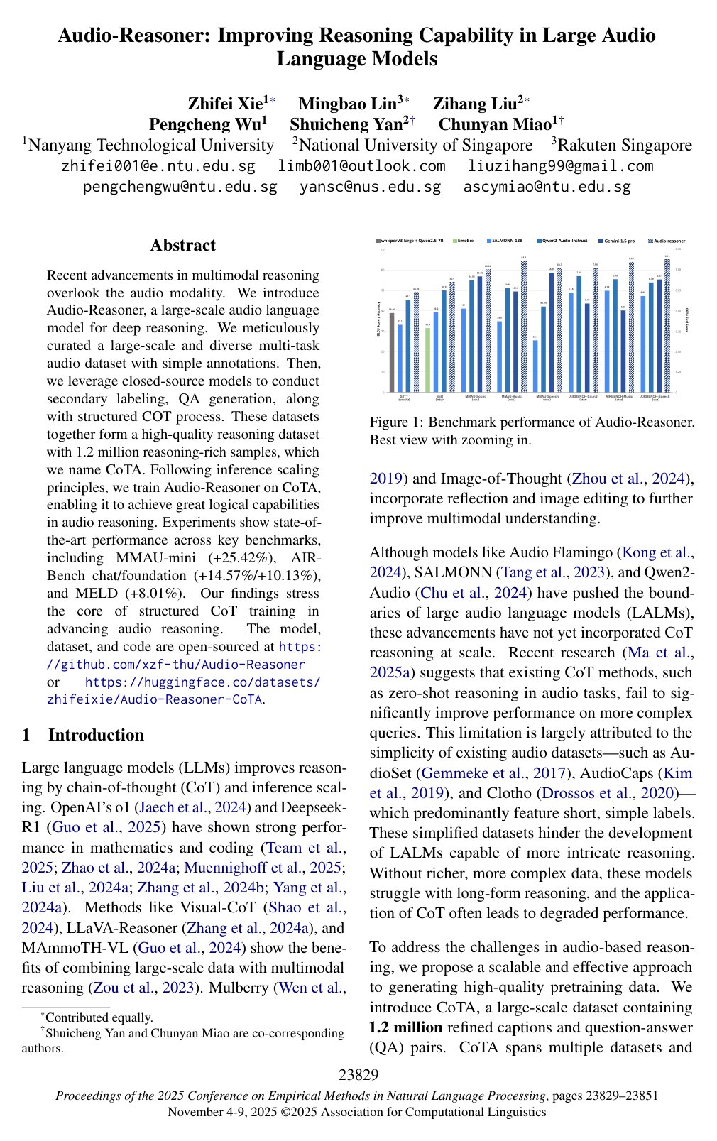 Audio-Reasoner: Improving Reasoning Capability in Large Audio Language Models