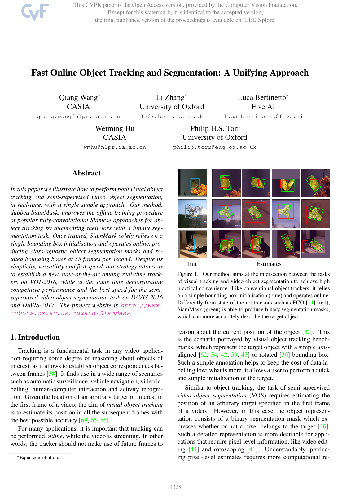 Fast Online Object Tracking and Segmentation: A Unifying Approach