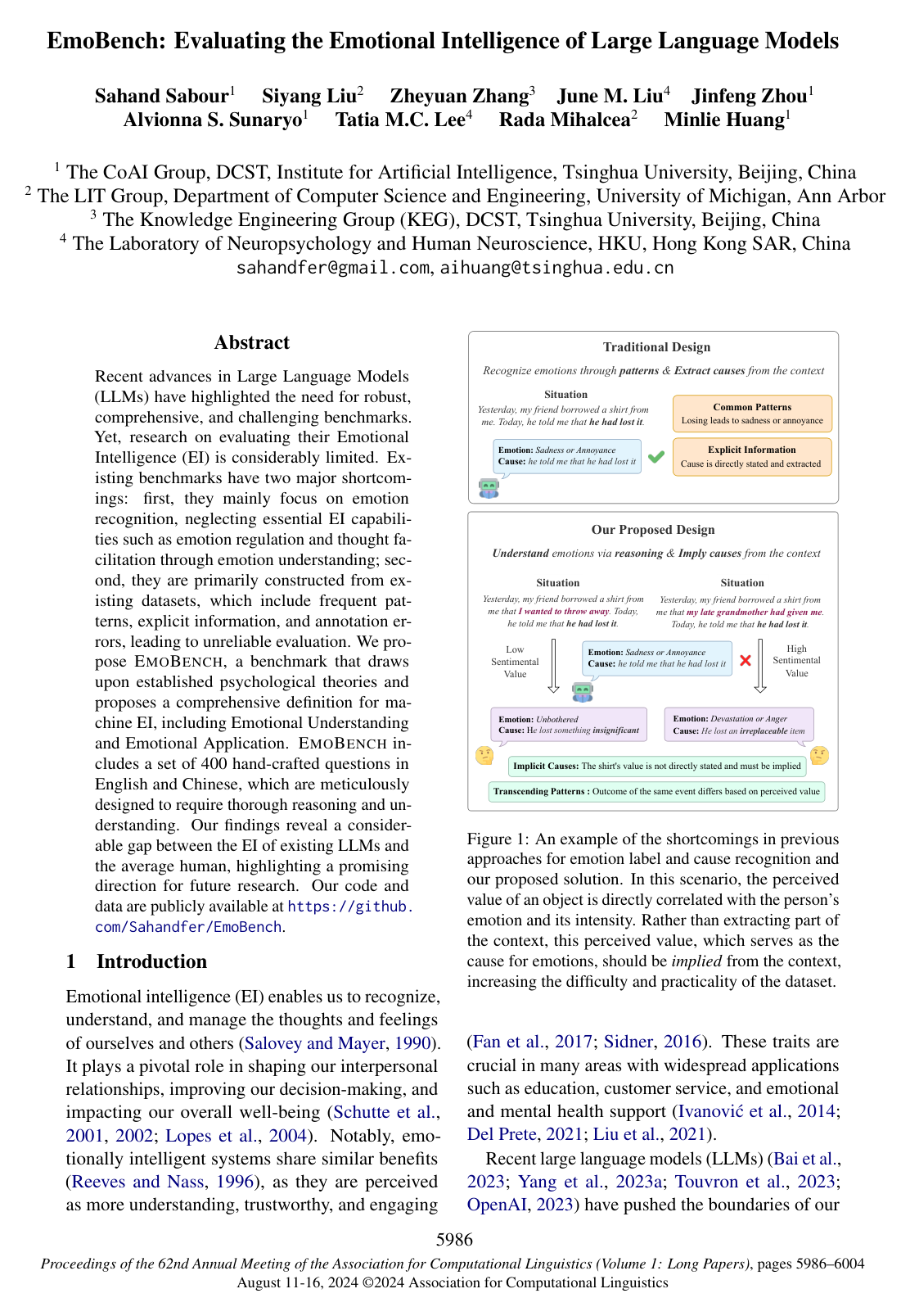EmoBench: Evaluating the Emotional Intelligence of Large Language Models