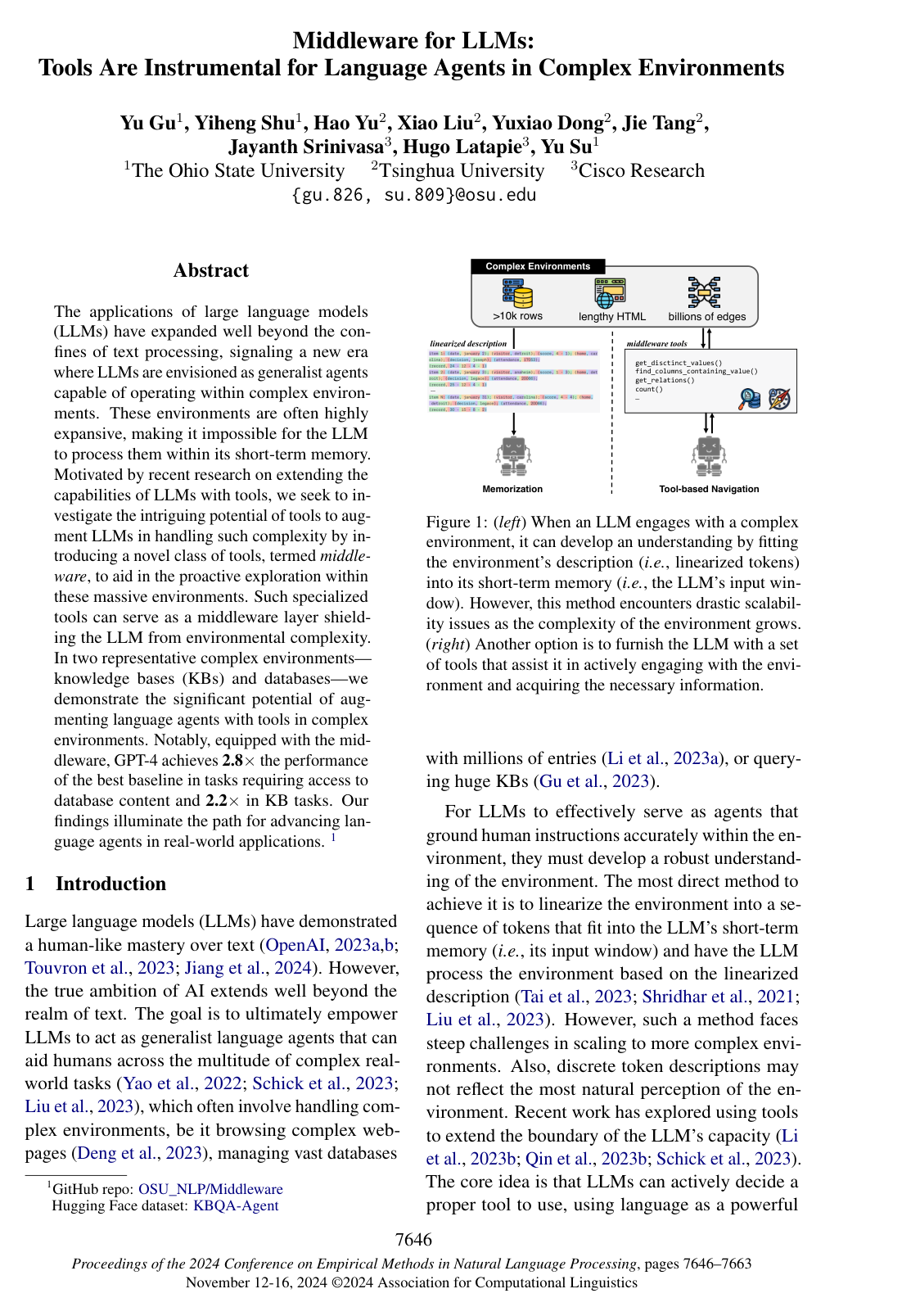 Middleware for LLMs: Tools Are Instrumental for Language Agents in Complex Environments