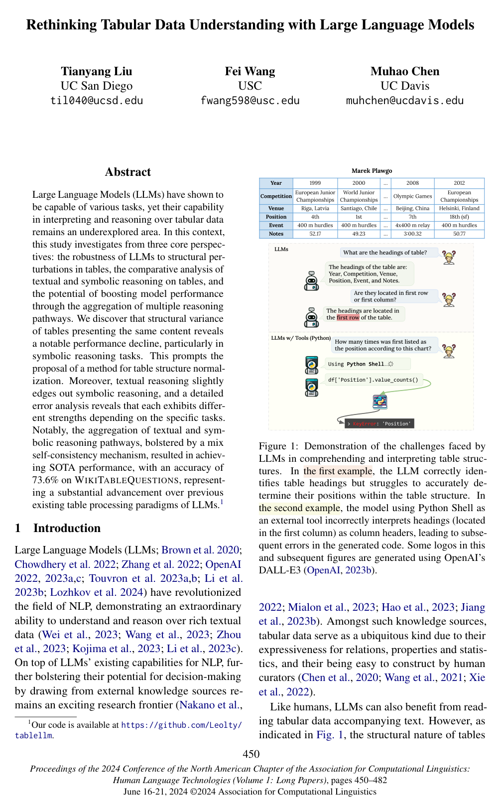 Cover for Rethinking Tabular Data Understanding with Large Language Models