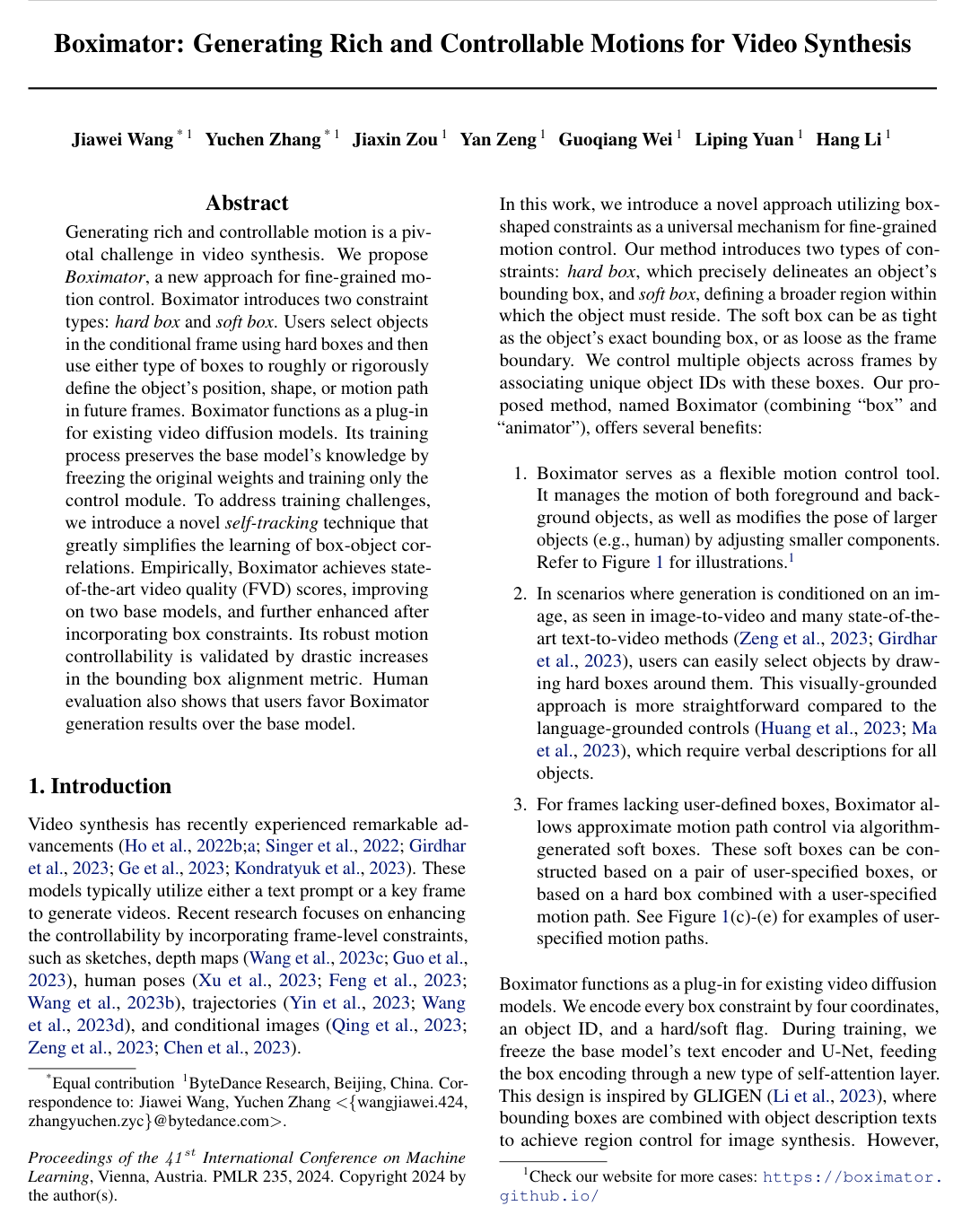 Cover for Boximator: Generating Rich and Controllable Motions for Video Synthesis