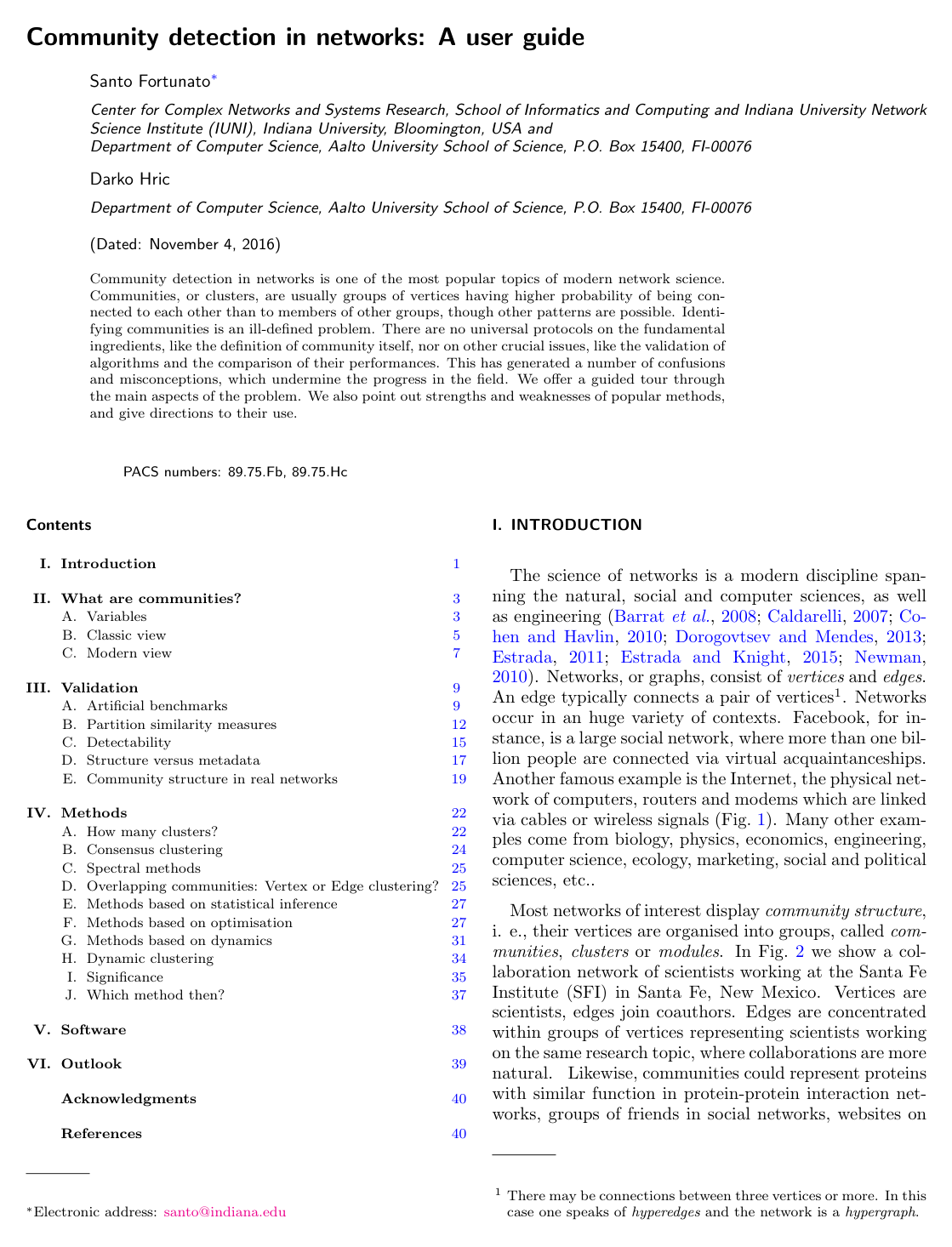 Cover for Community detection in networks: A user guide