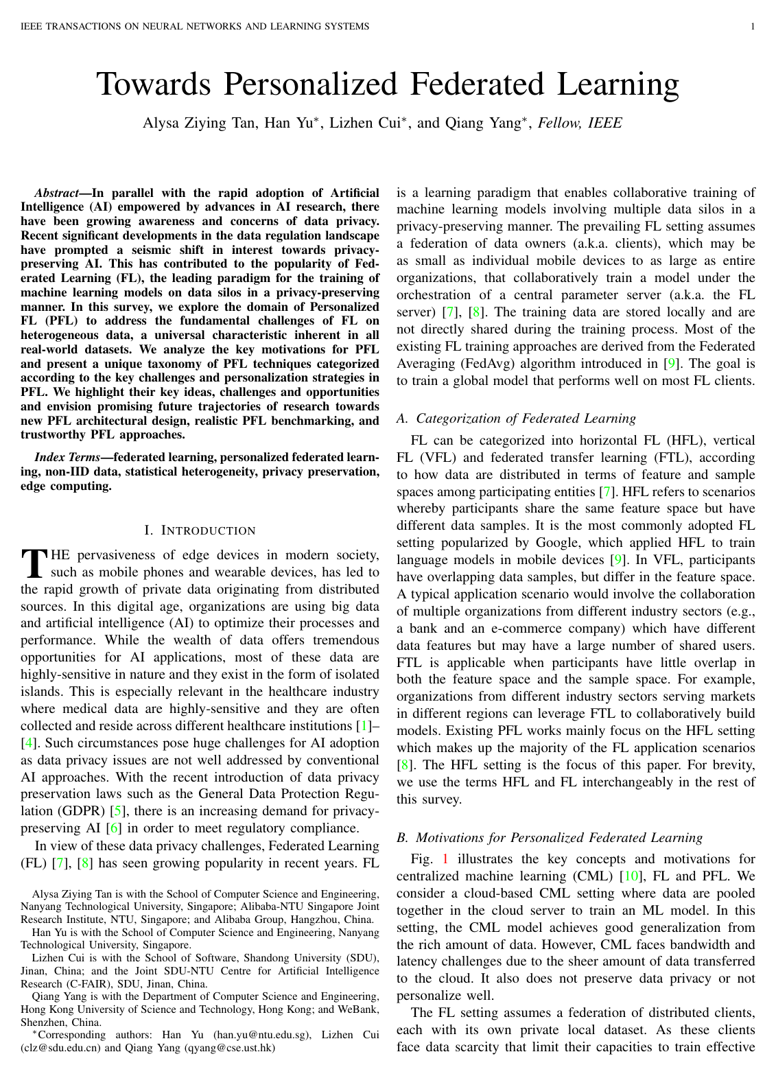 Towards Personalized Federated Learning