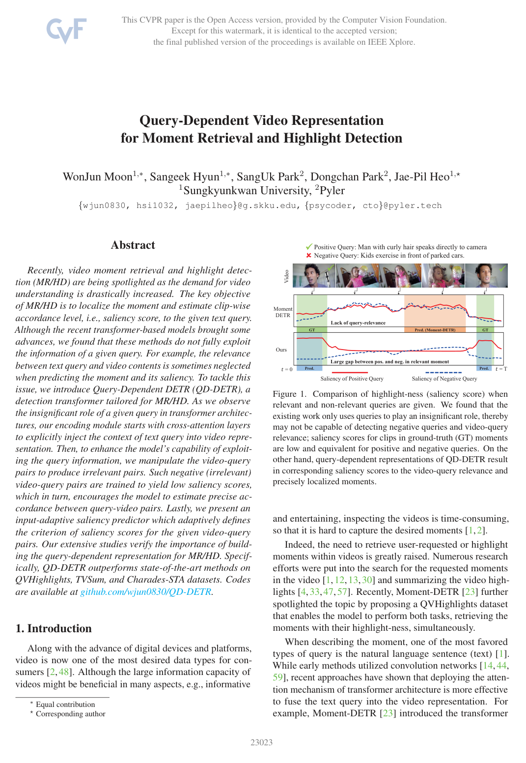 Query - Dependent Video Representation for Moment Retrieval and Highlight Detection