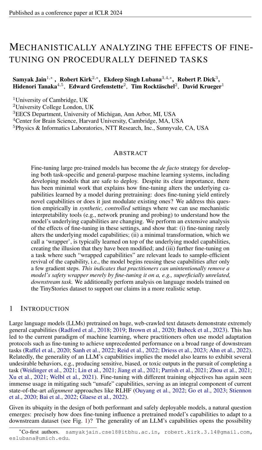 Cover for Mechanistically analyzing the effects of fine-tuning on procedurally defined tasks