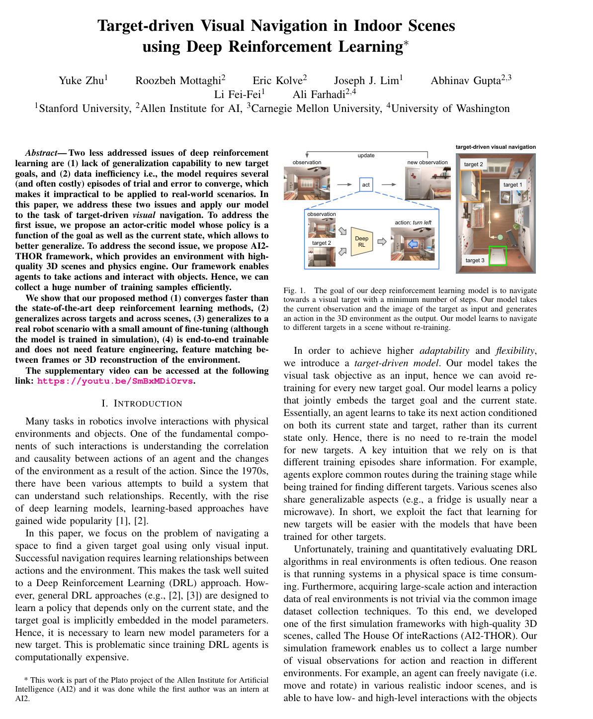 Cover for Target-driven visual navigation in indoor scenes using deep reinforcement learning