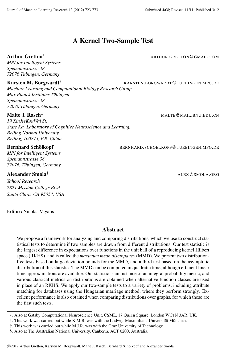 A Kernel Two-Sample Test