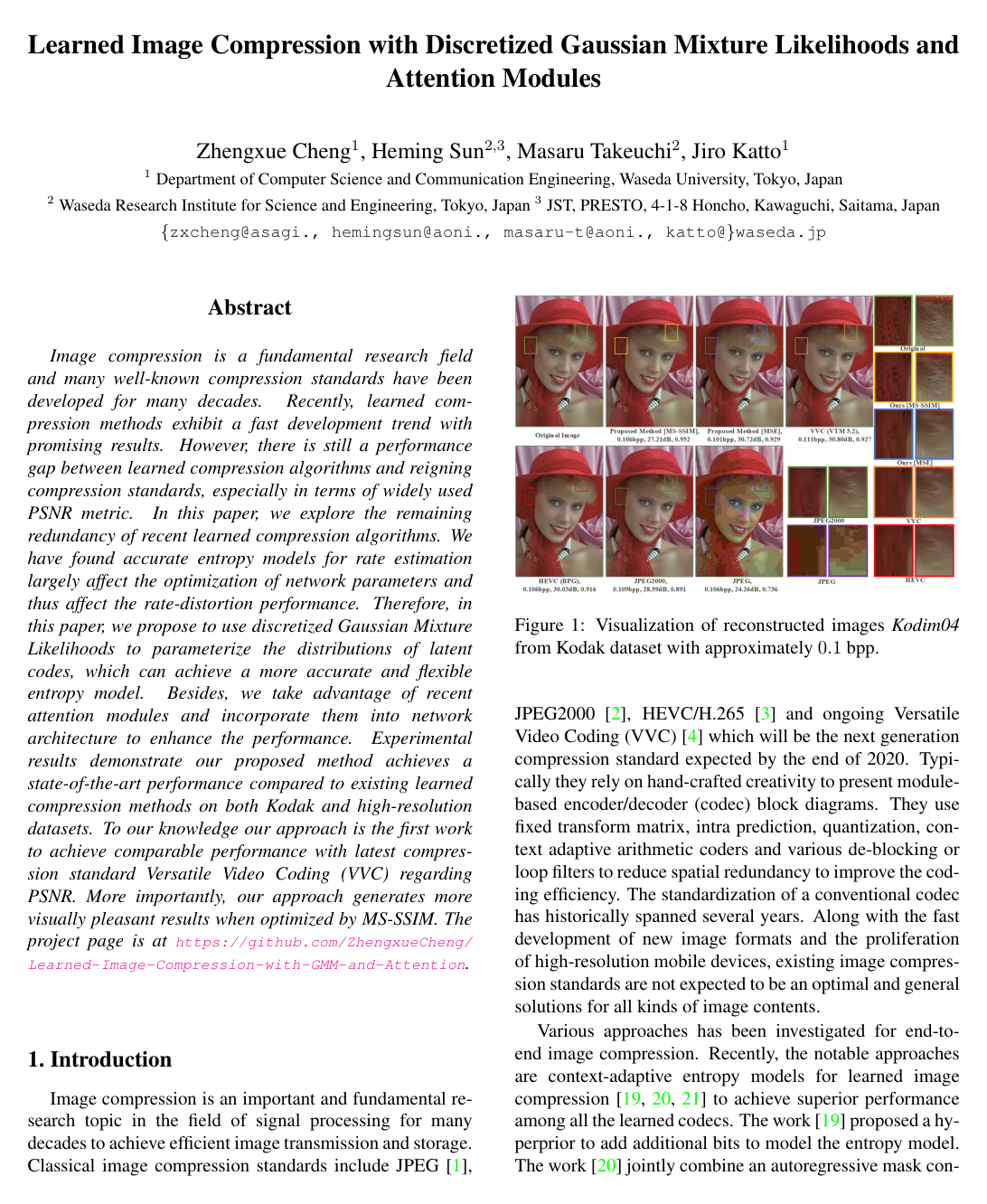 Cover for Learned Image Compression With Discretized Gaussian Mixture Likelihoods and Attention Modules