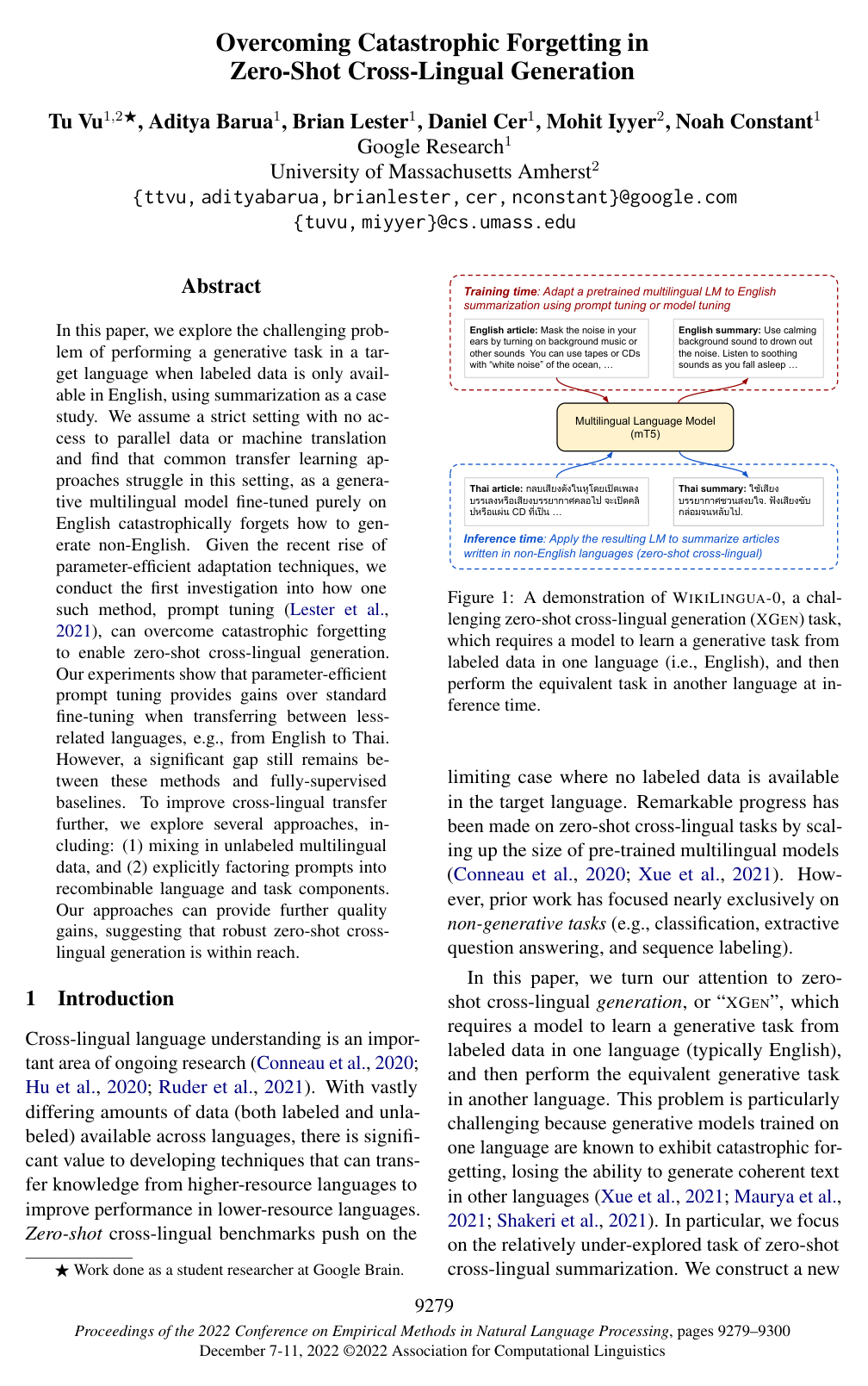 Overcoming Catastrophic Forgetting in Zero-Shot Cross-Lingual Generation