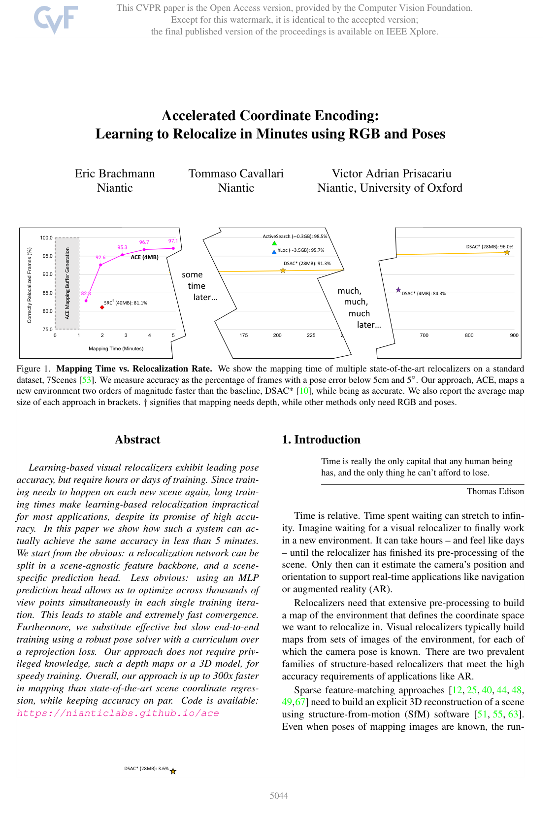 Cover for Accelerated Coordinate Encoding: Learning to Relocalize in Minutes Using RGB and Poses