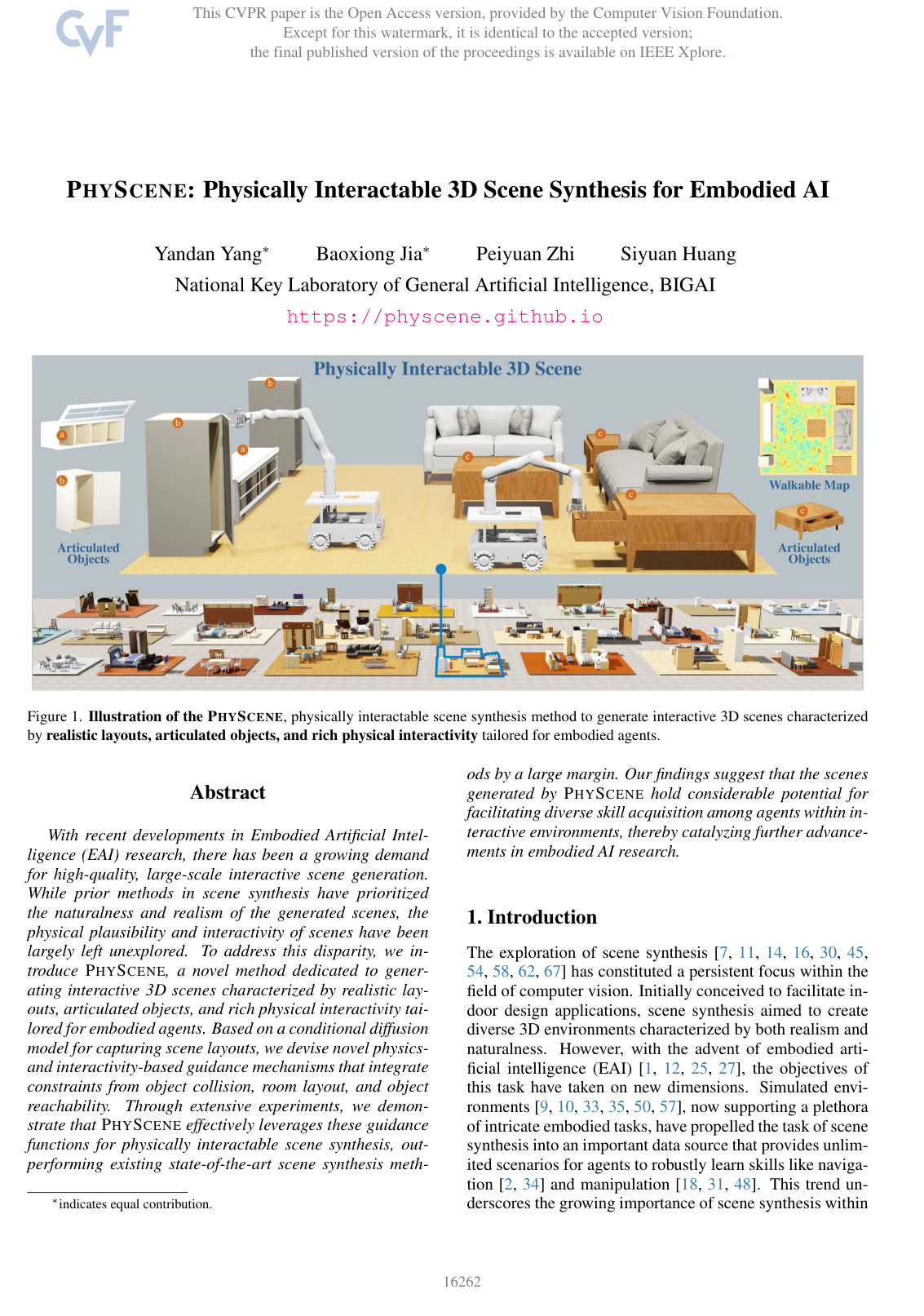 Cover for PhyScene: Physically Interactable 3D Scene Synthesis for Embodied AI
