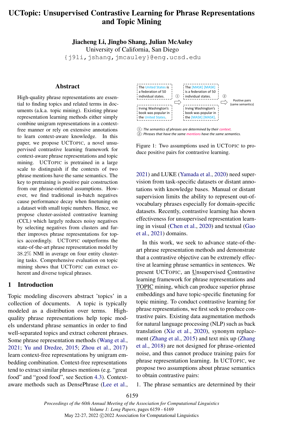 Cover for UCTopic: Unsupervised Contrastive Learning for Phrase Representations and Topic Mining
