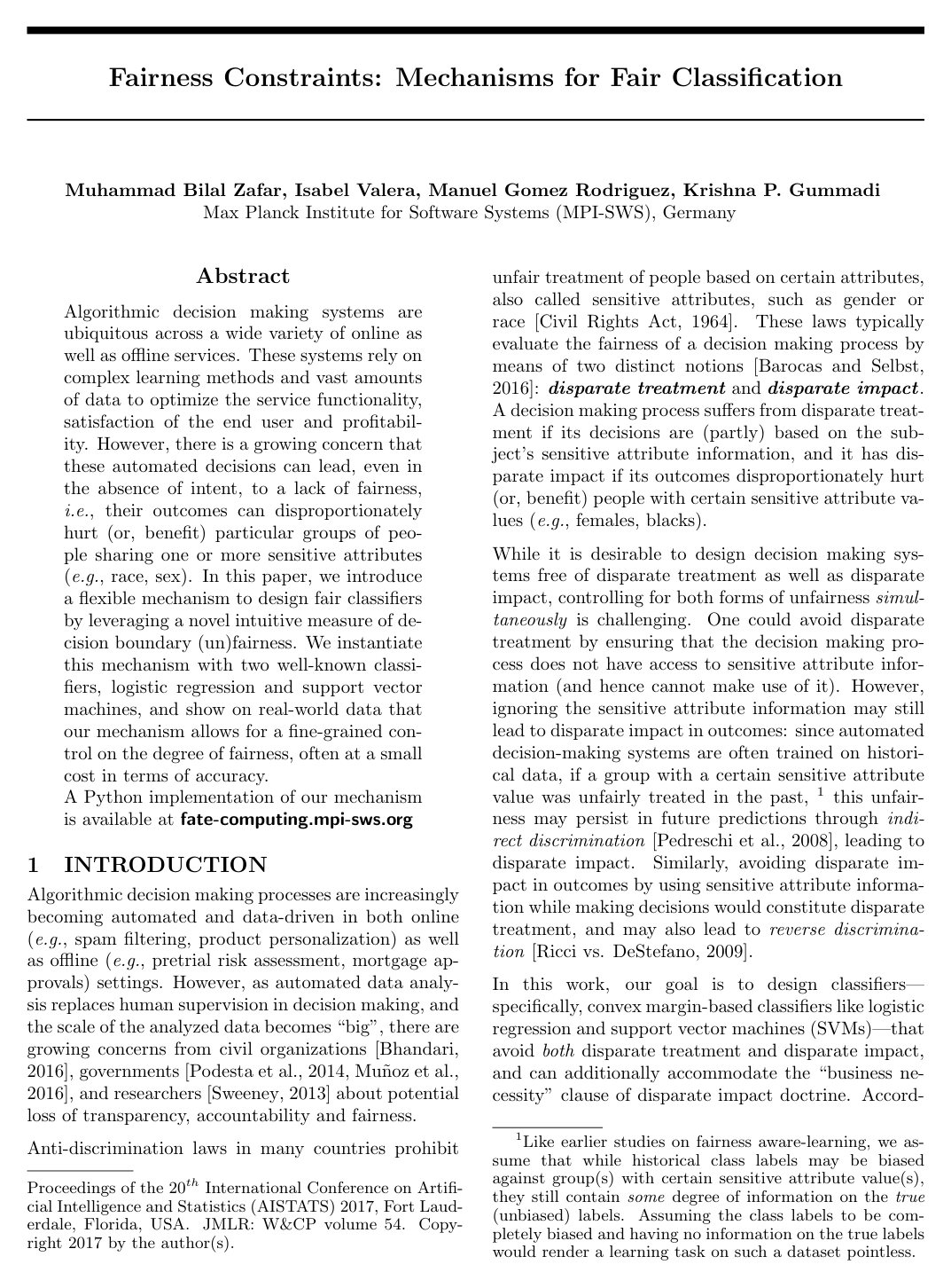 Cover for Fairness Constraints: Mechanisms for Fair Classification