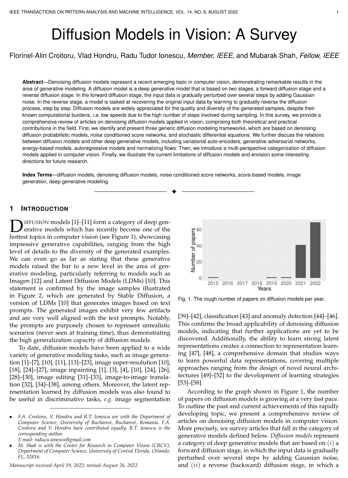 Cover for Diffusion Models in Vision: A Survey