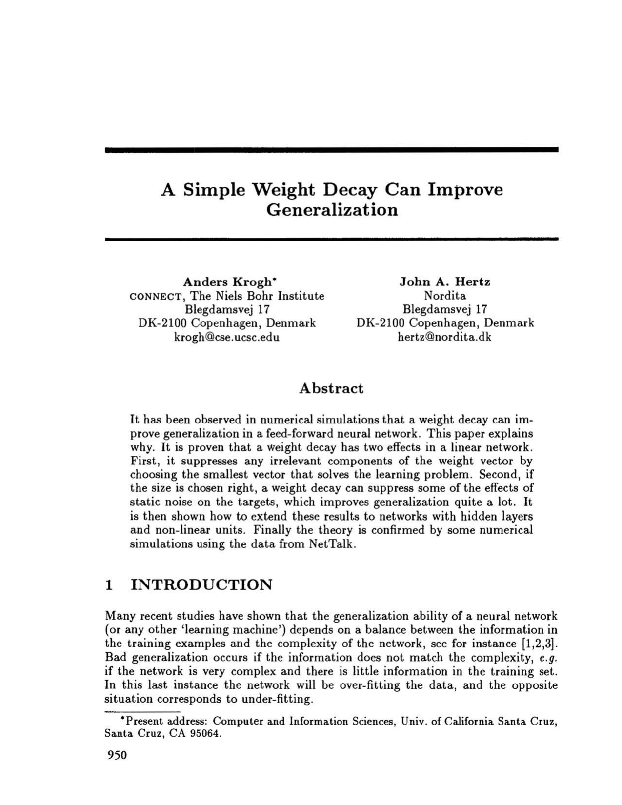 A Simple Weight Decay Can Improve Generalization