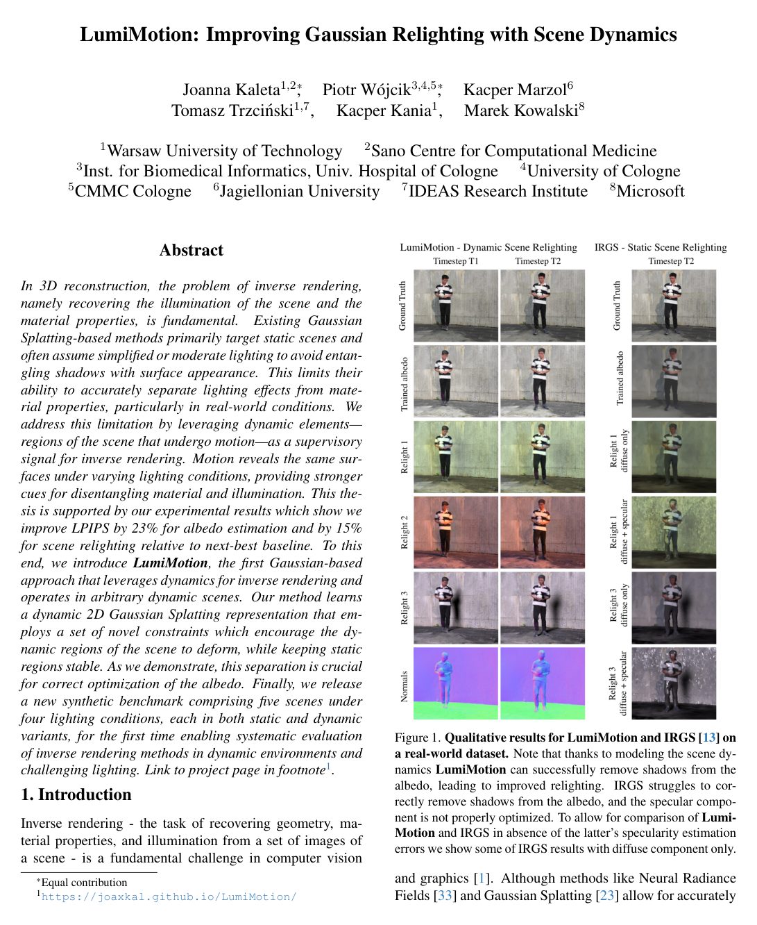 Cover for LumiMotion: Improving Gaussian Relighting with Scene Dynamics